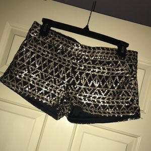 Black and gold sequin shorts